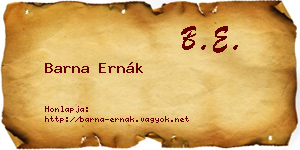Barna Ernák névjegykártya